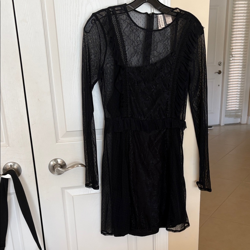 H&M Elegant Black Lace Long Sleeve Dress